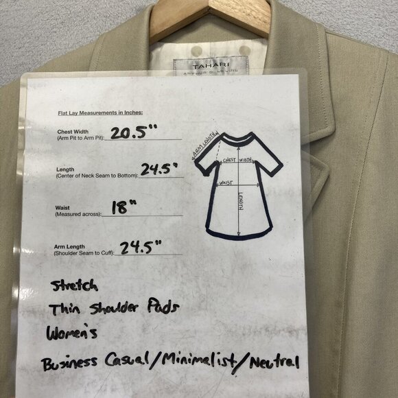 Tahari Arthur S Levine Blazer‎ Jacket Womens 12 Stretch Tan Business Casual - Picture 6 of 16